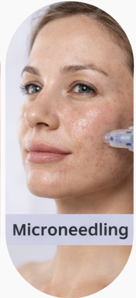 Microneedling treatment on the cheek
